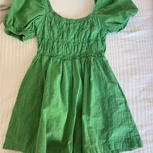 Green Puff Sleeve Romper